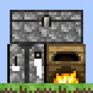 Wooden furnace,stone chest and stone crafting table icon